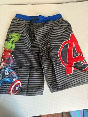 Marvel Blue and Black Kids Swim Shorts with Branded Tag